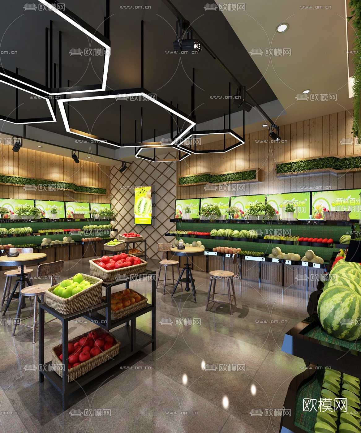 现代水果店3D模型