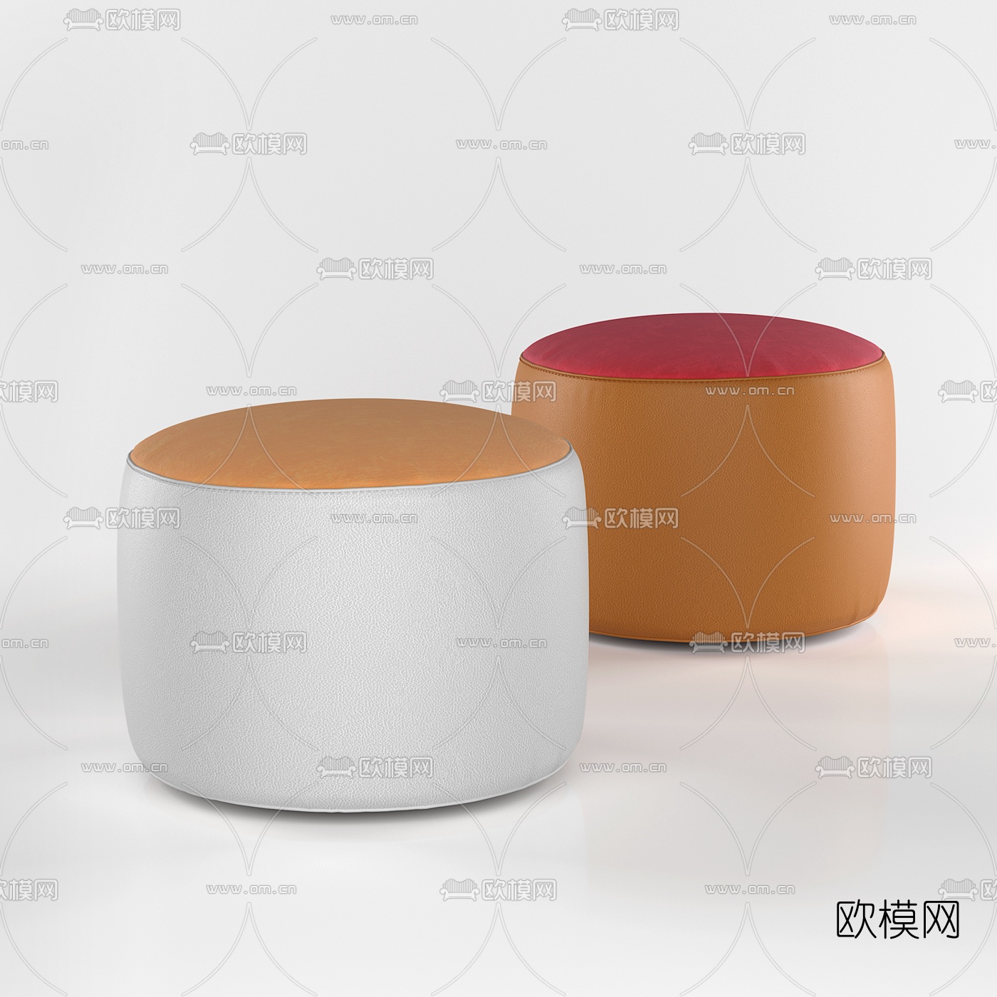 现代皮质矮凳3d模型下载