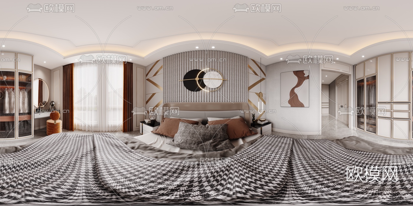 现代卧室cr全景3d模型