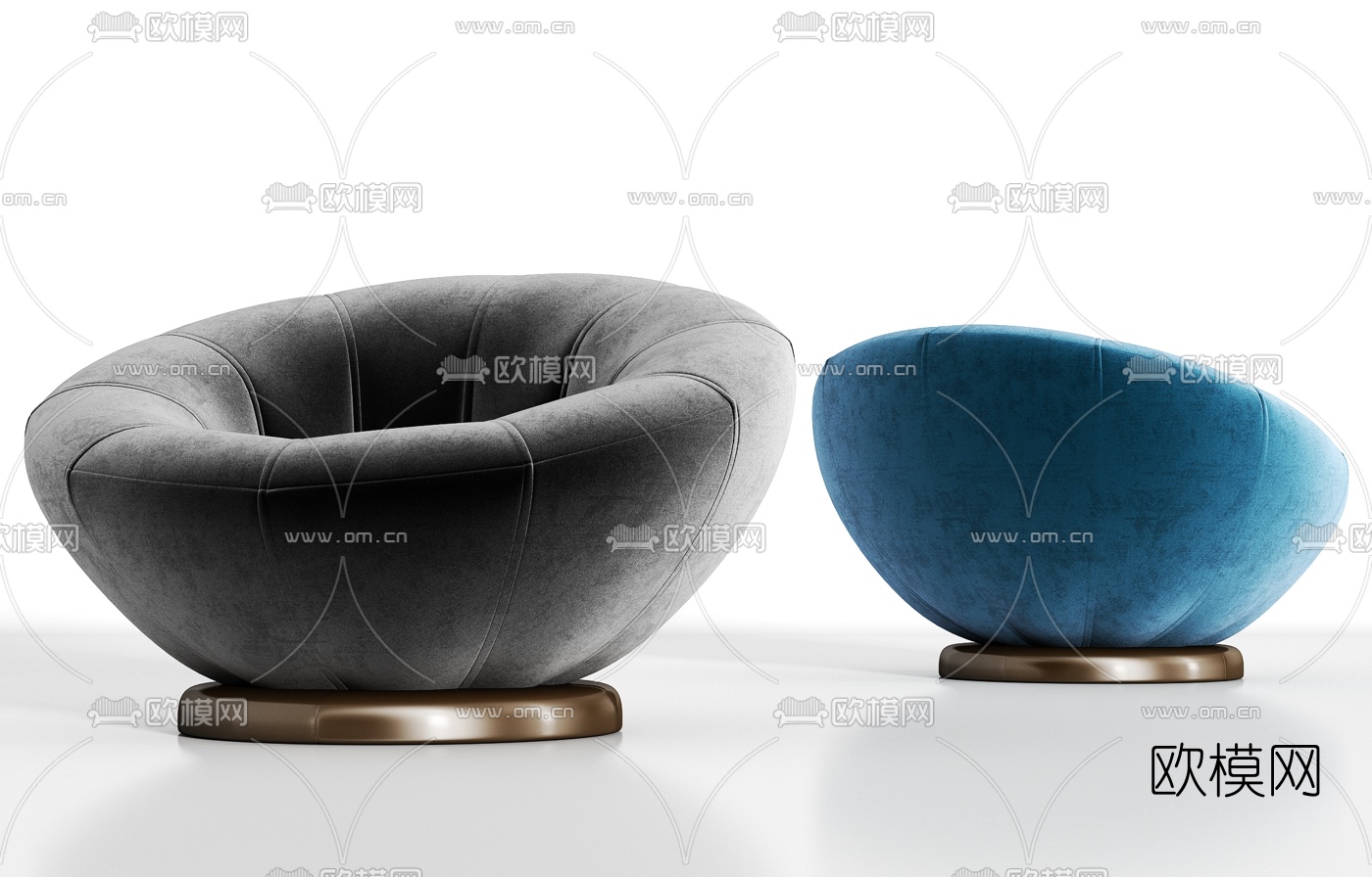 现代绒布休闲沙发3d模型下载