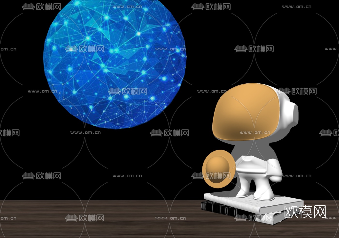 现代太空人星球玩具摆件su模型下载