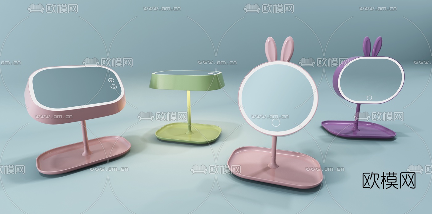 现代梳妆镜组合3d模型下载