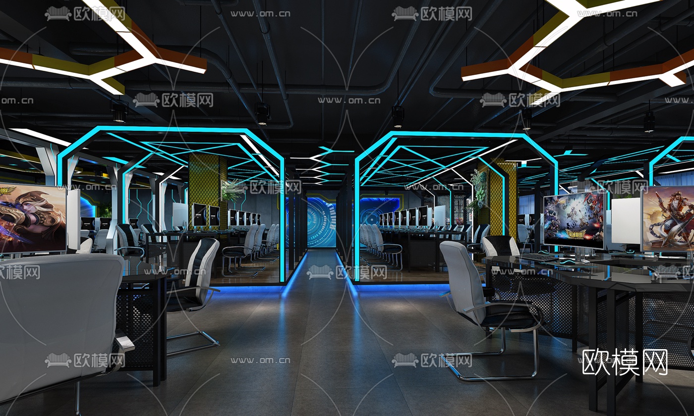 现代电竞网吧3d模型