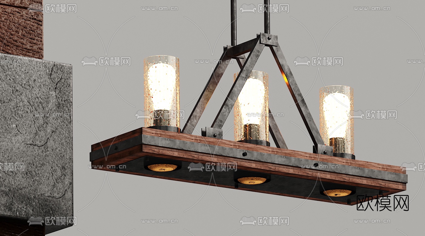 工业风金属吊灯3d模型下载