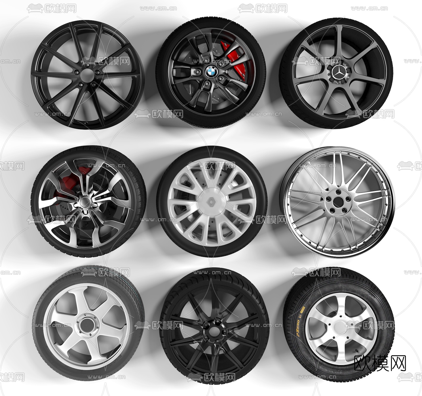 现代汽车轮胎组合3d模型下载