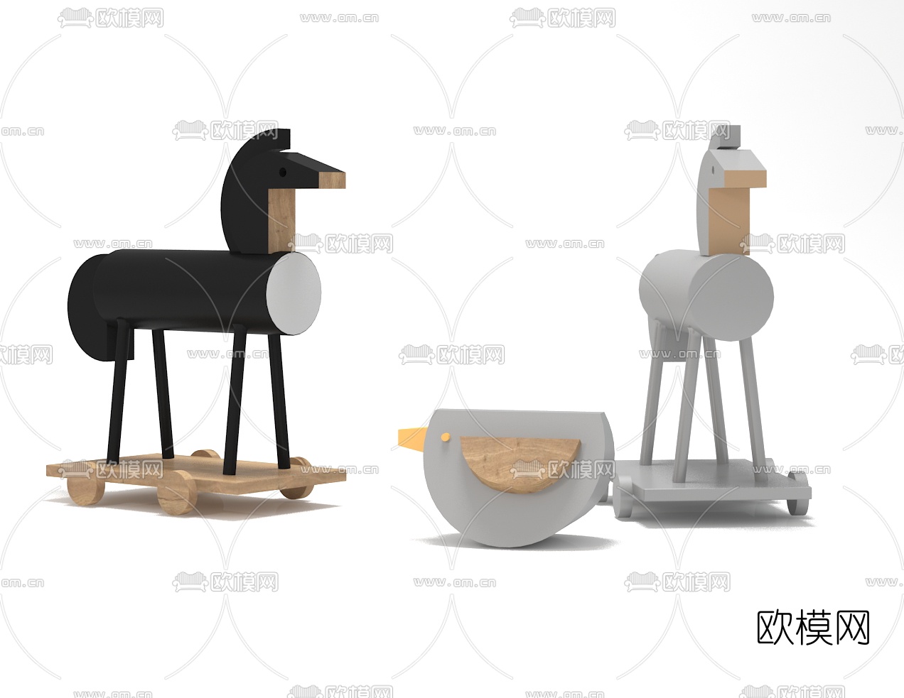 现代儿童木马玩具3d模型