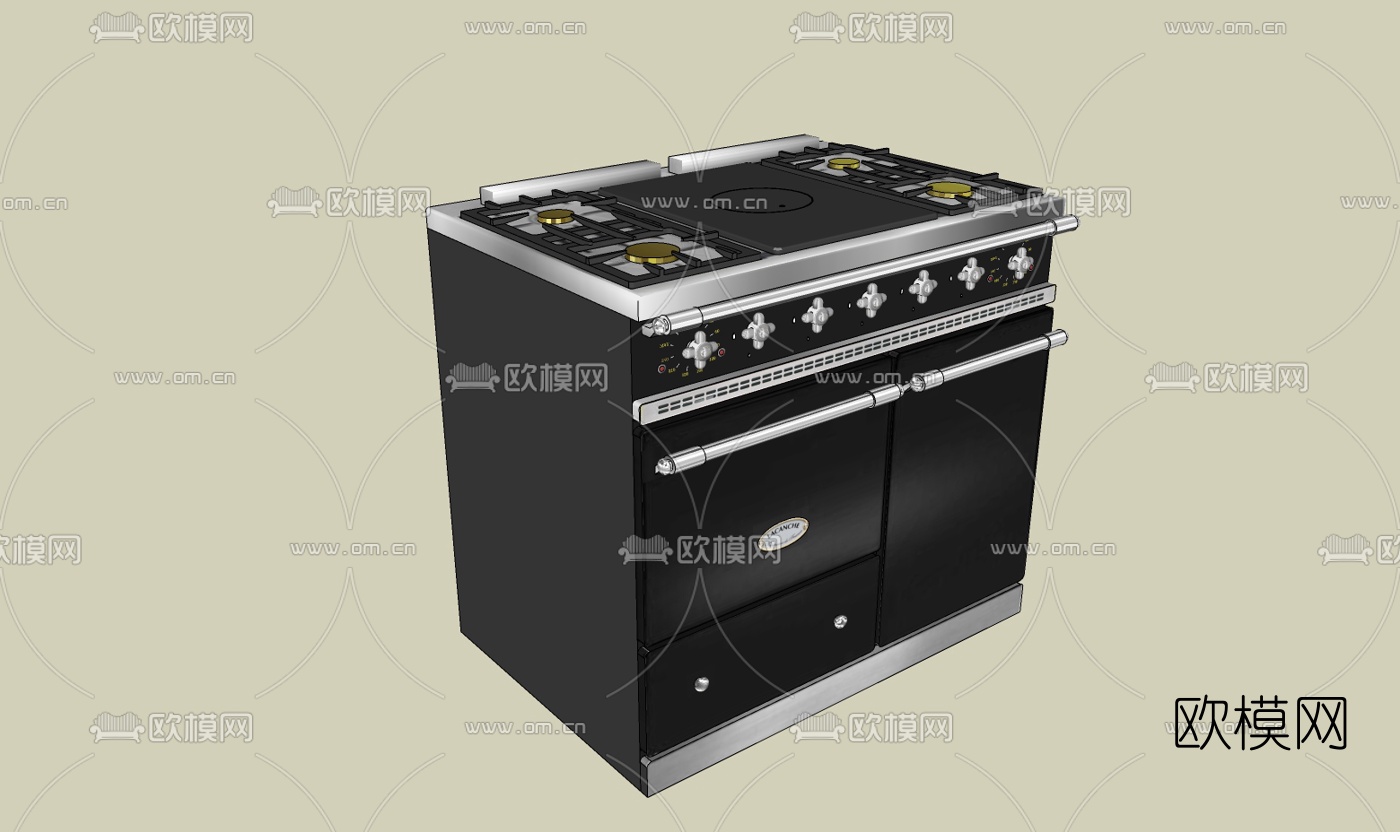现代煤气灶烤箱组合免费su模型下载