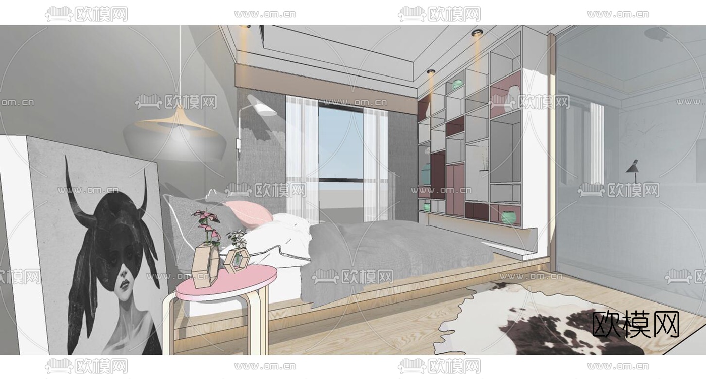 北欧客餐厅su模型下载（渲染图4）