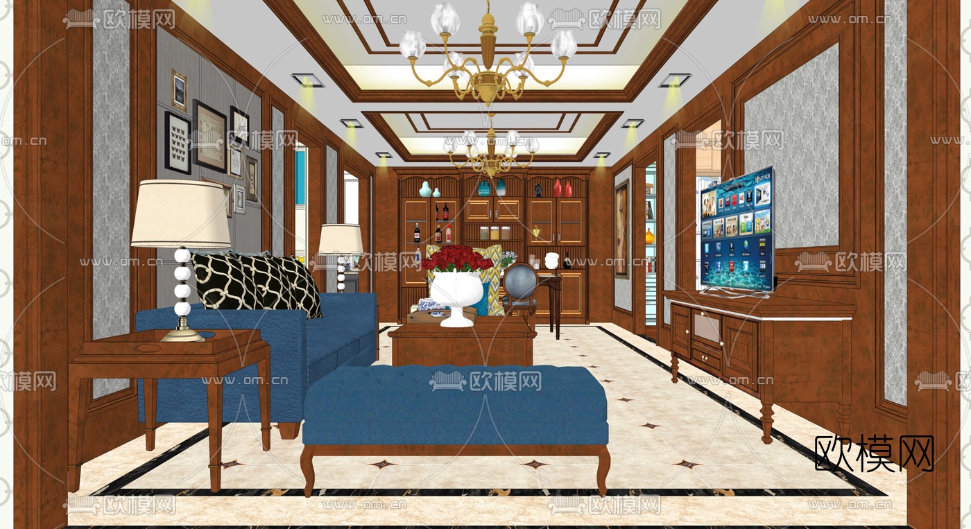 地中海客餐厅su模型下载（渲染图1）