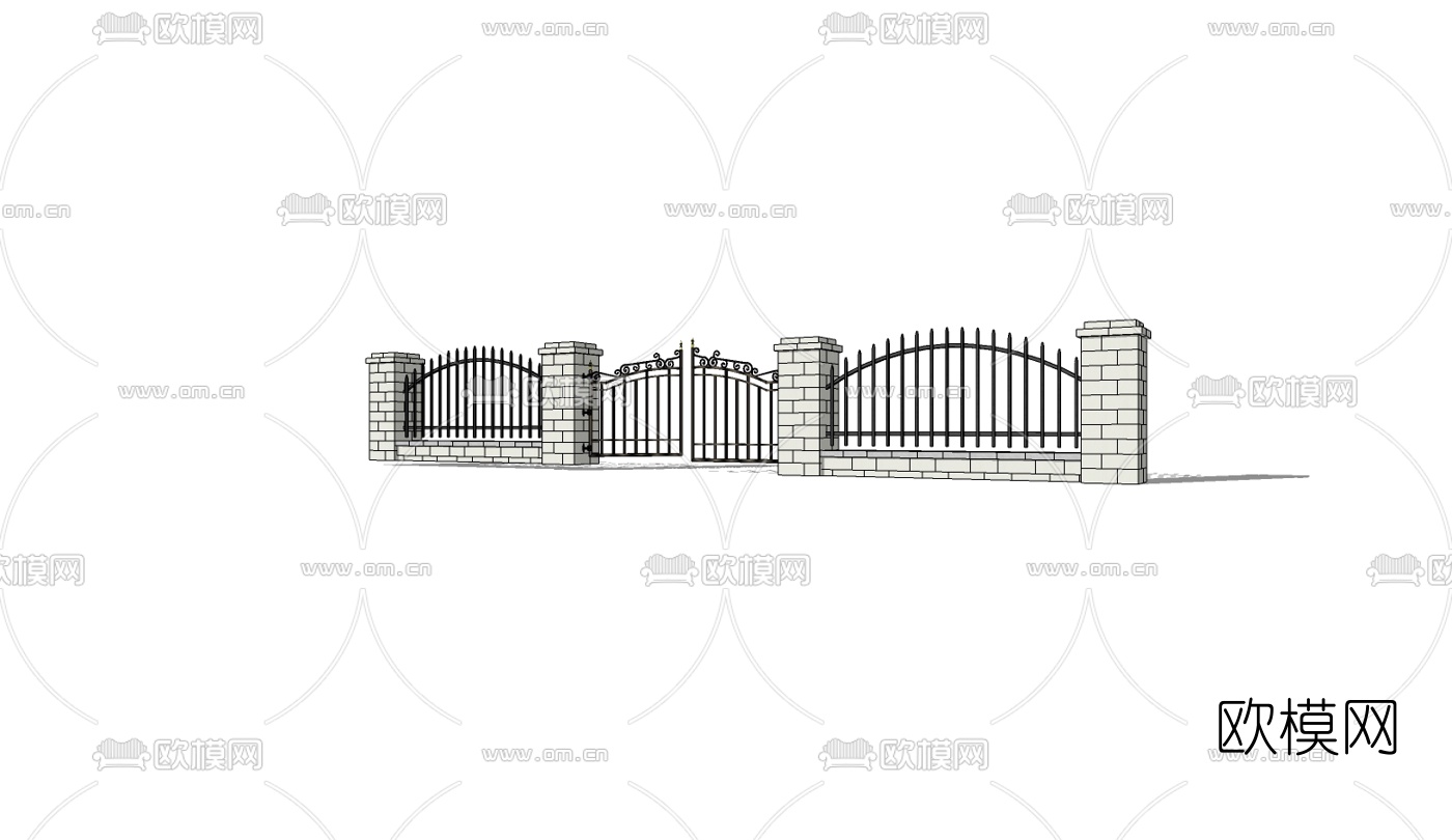 欧式铁艺大门免费su模型下载（渲染图2）