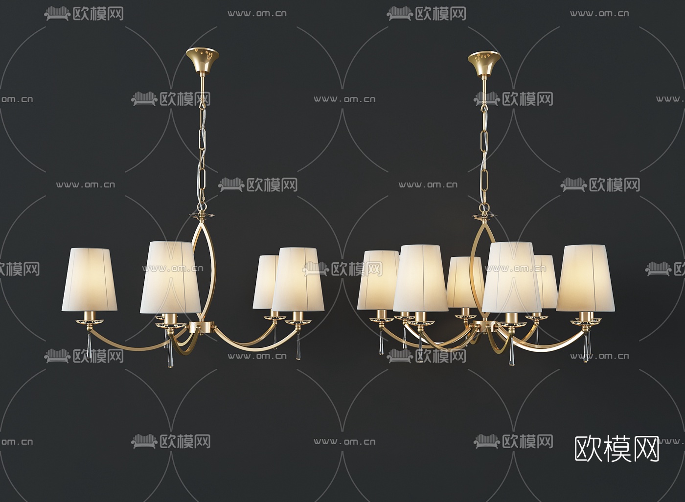 简欧多头吊灯3d模型下载