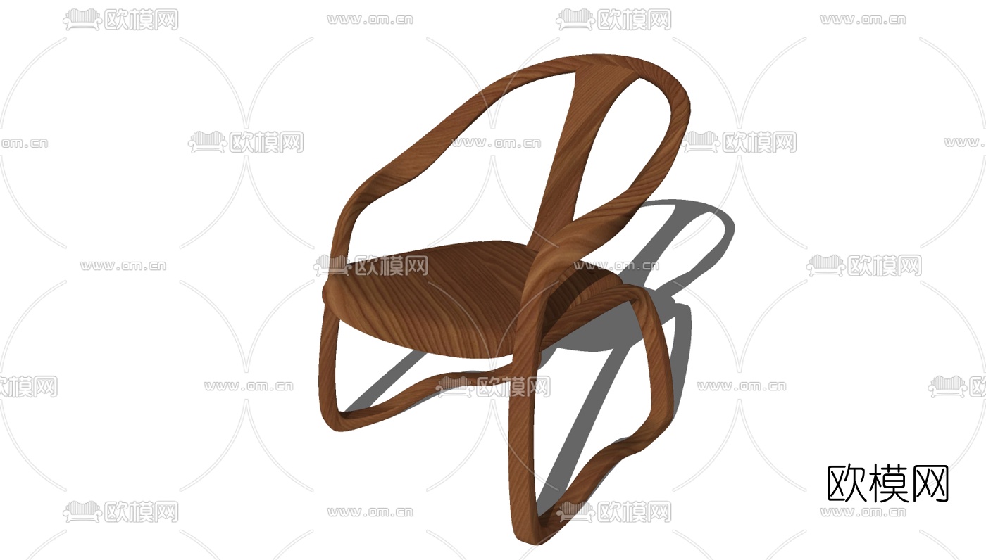新中式实木单椅免费su模型下载