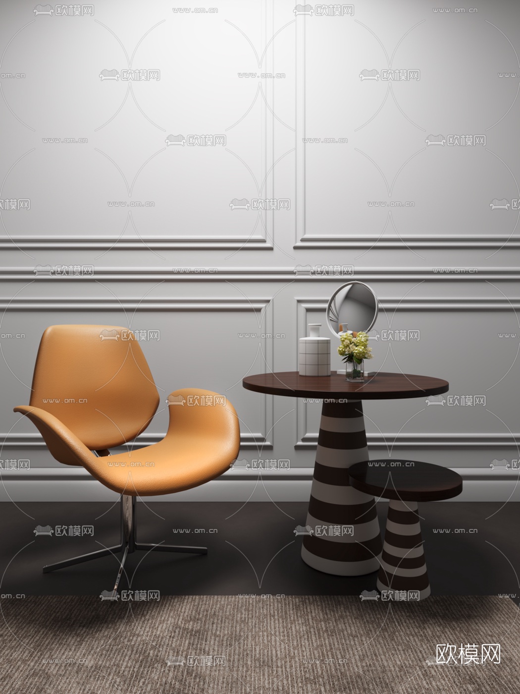 Studio Pepe 设计 现代休闲椅圆几组合3D模型下载