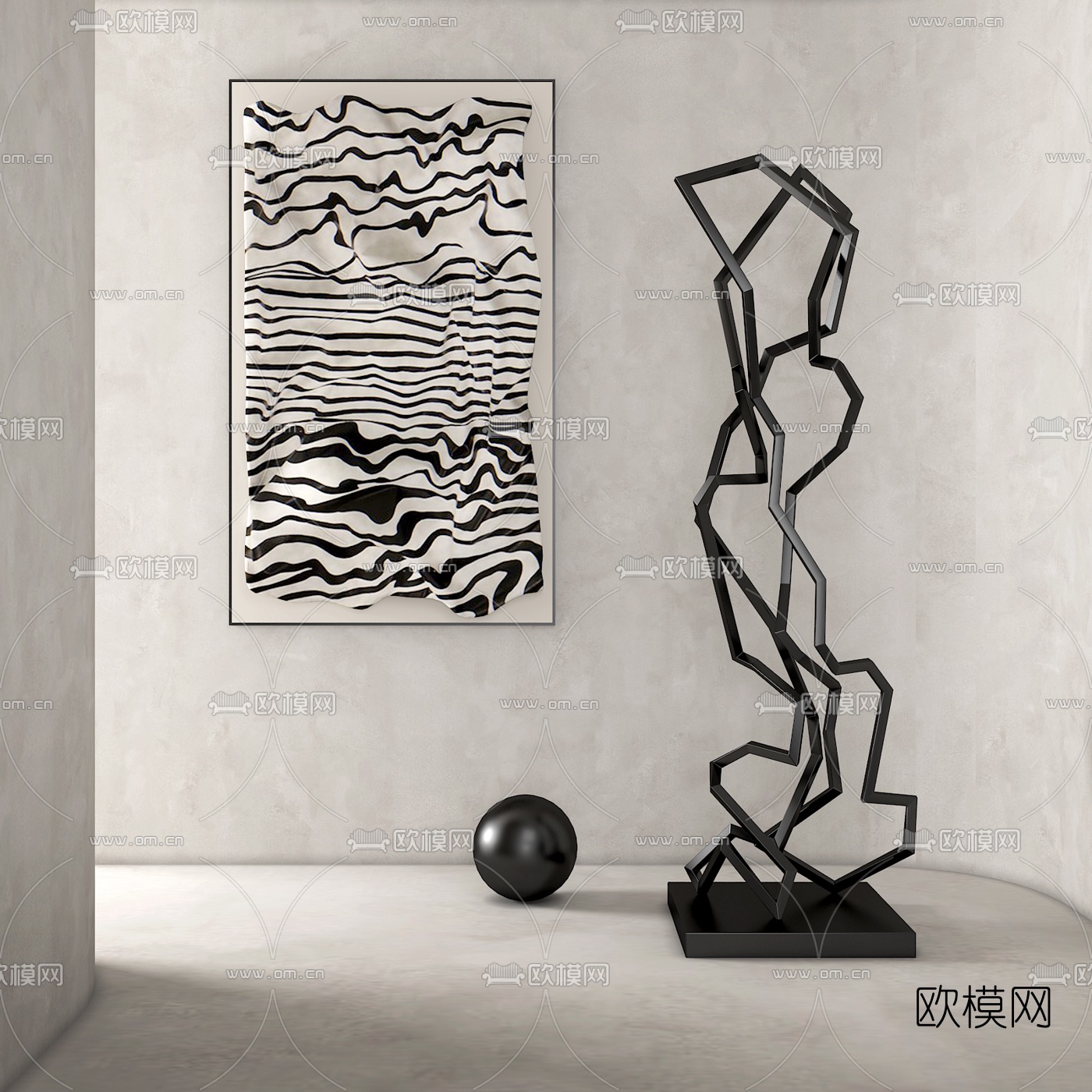 现代抽象雕塑3d模型下载