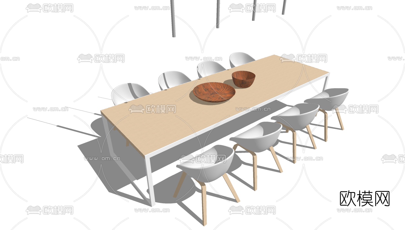 北欧餐桌椅组合免费su模型下载