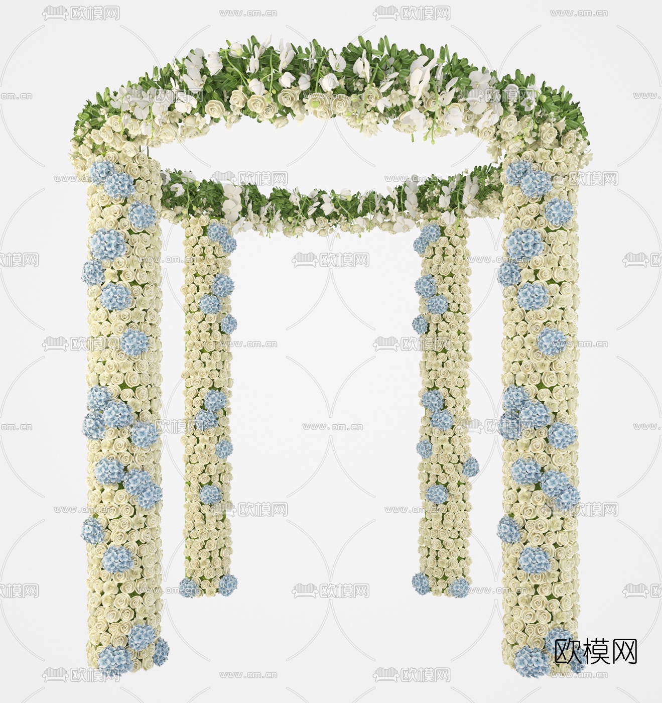 现代婚庆婚礼花环拱门3d模型下载