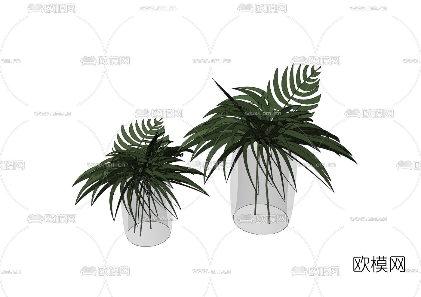 现代水培植物盆栽免费su模型下载