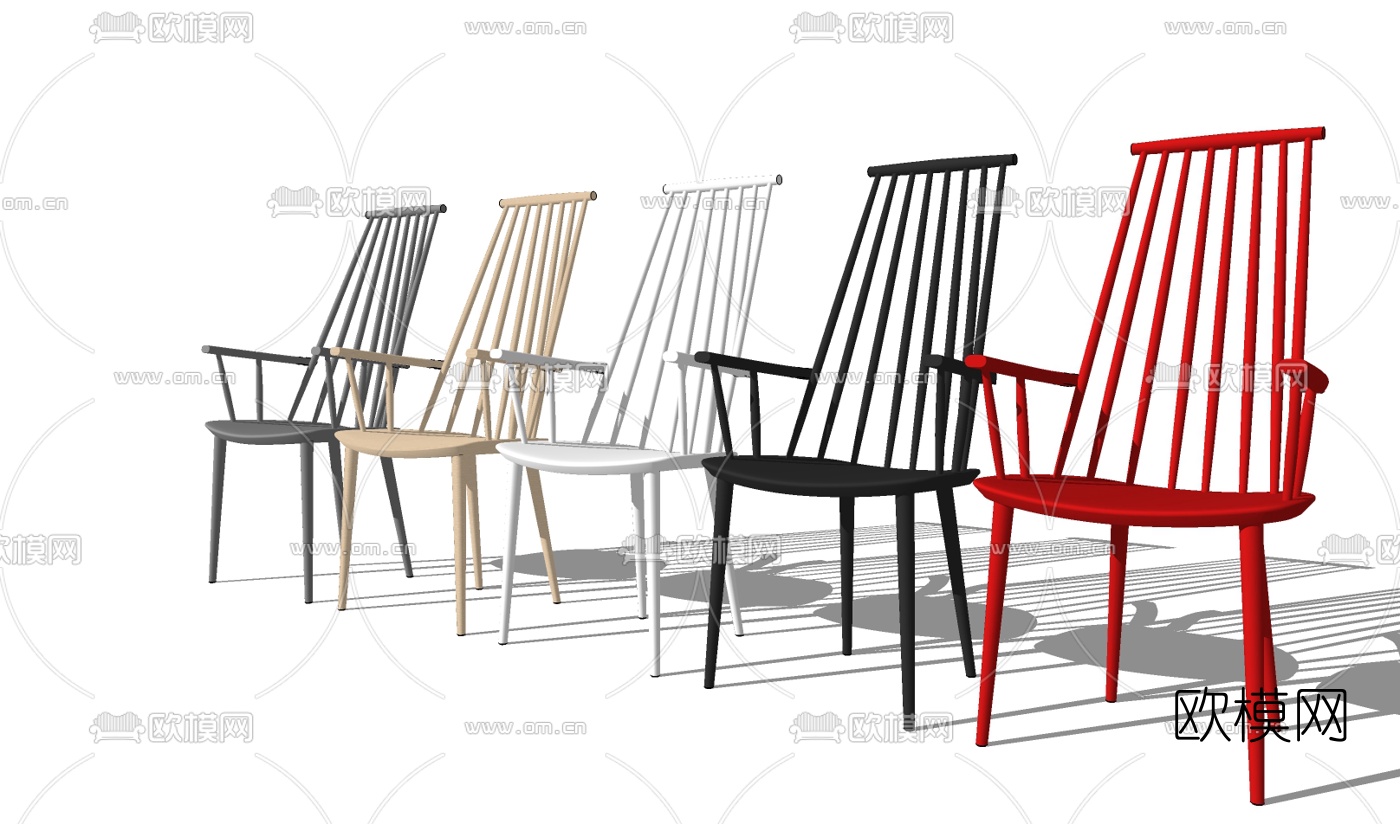 现代靠背椅单椅组合免费su模型下载