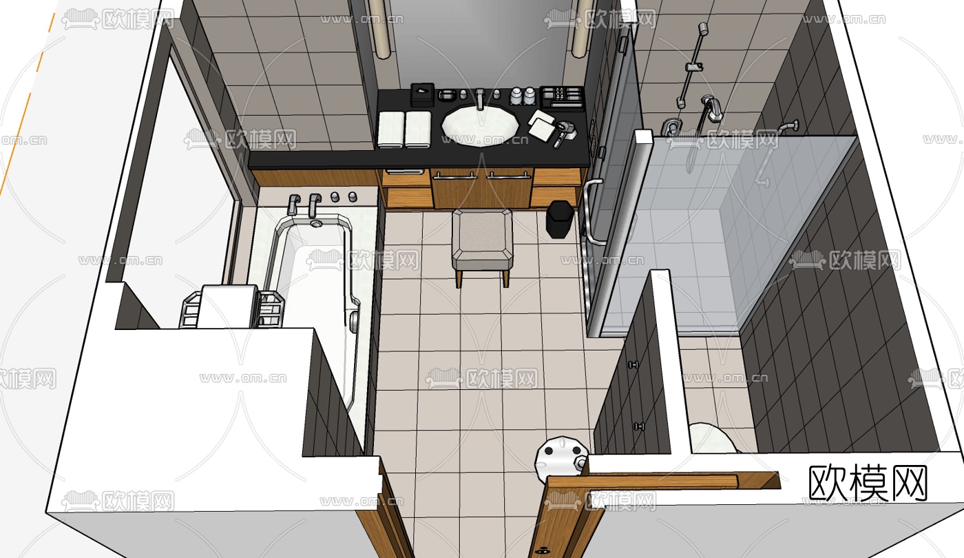 现代卫浴免费su模型下载（渲染图3）