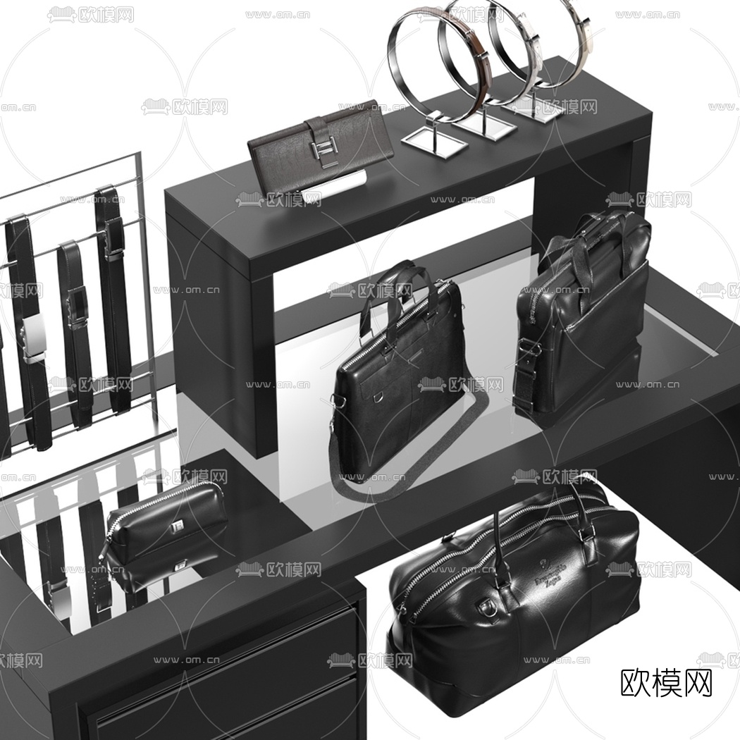 现代模特手提包展柜3d模型下载（渲染图3）