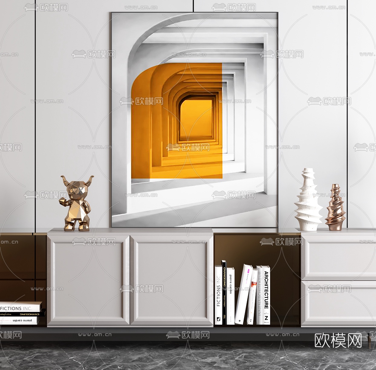 简欧电视柜3d模型