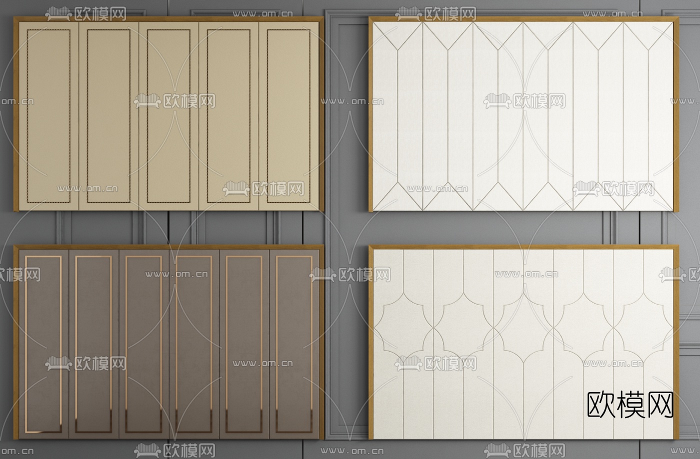 现代皮革硬包软包背景墙3d模型下载