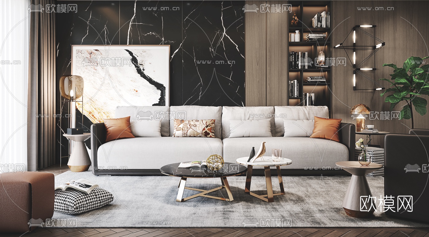 北欧沙发组合3d模型下载