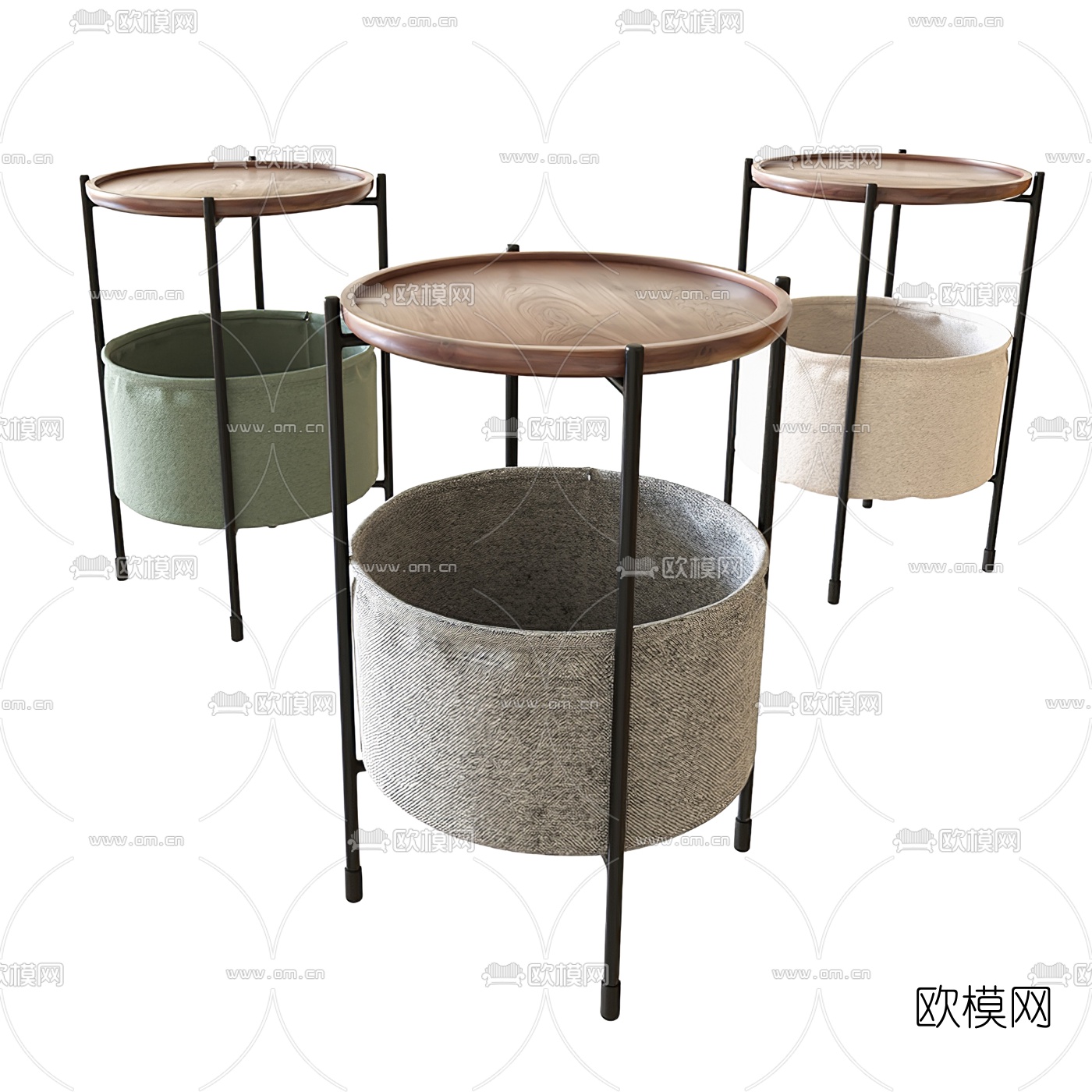 现代圆几边几3d模型