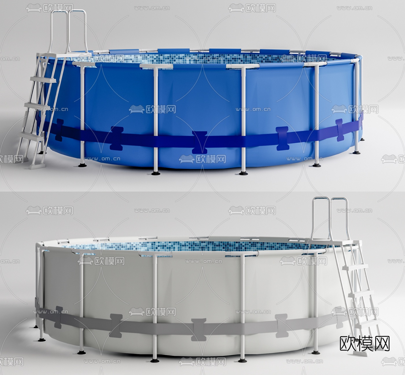 现代活动泳池su模型