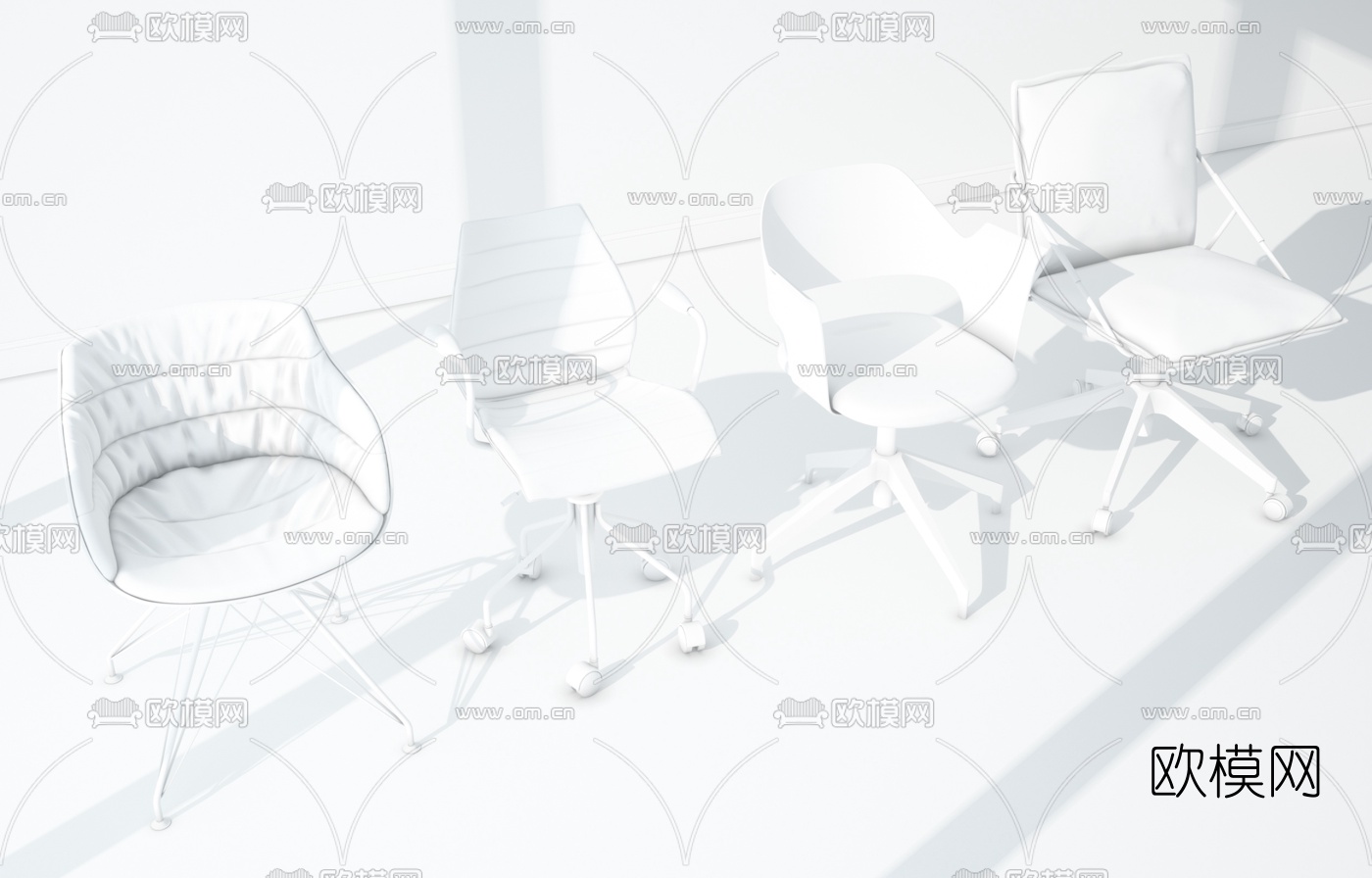 现代办公椅单椅组合3D模型下载（渲染图4）