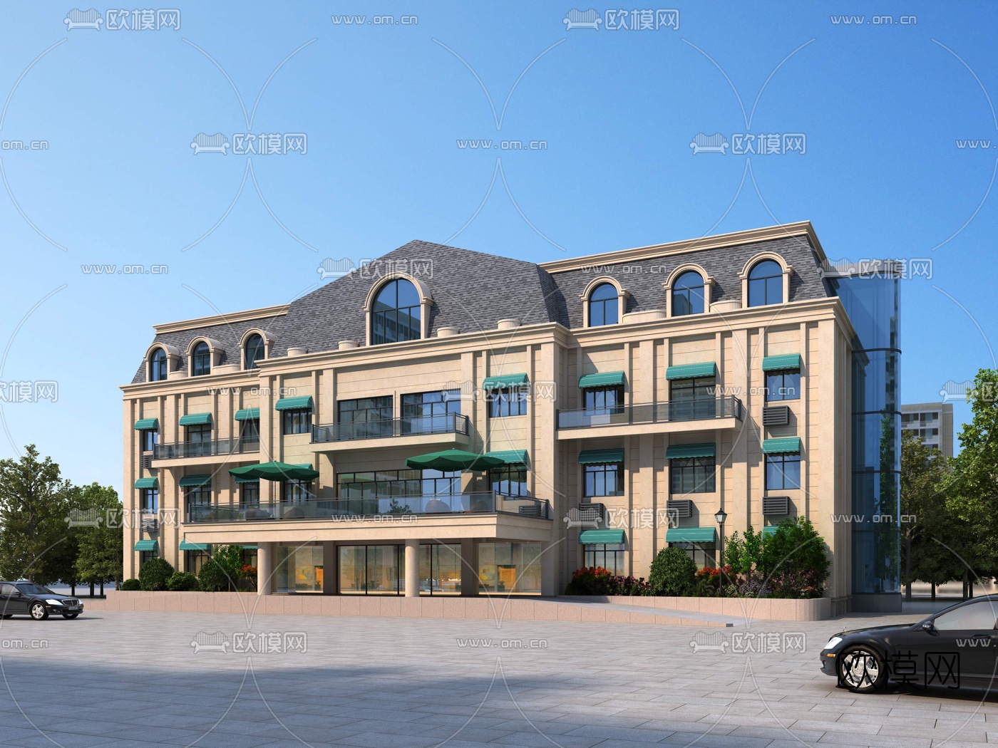 欧式酒店外观3d模型下载