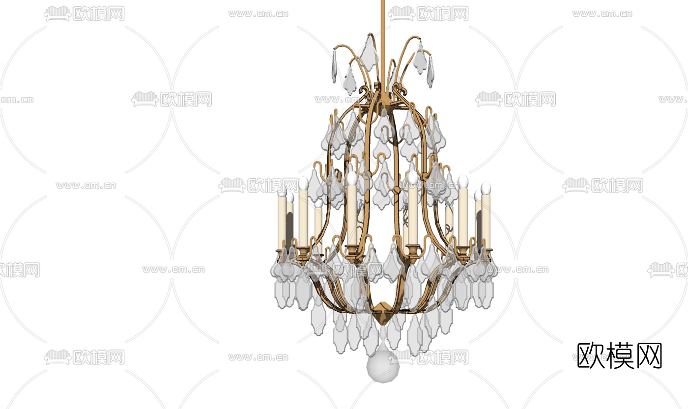美式金属烛台吊灯免费su模型下载