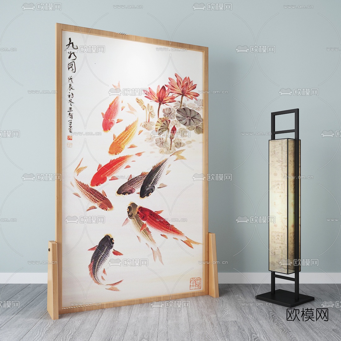 新中式插屏屏风隔断3d模型下载（渲染图3）