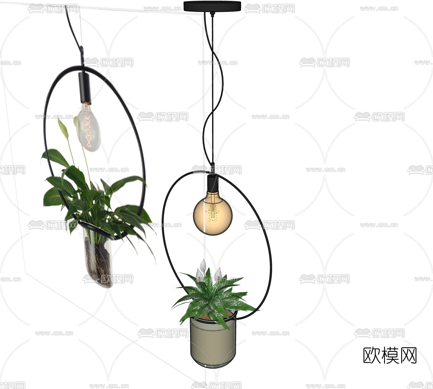 现代时尚植物吊灯su模型