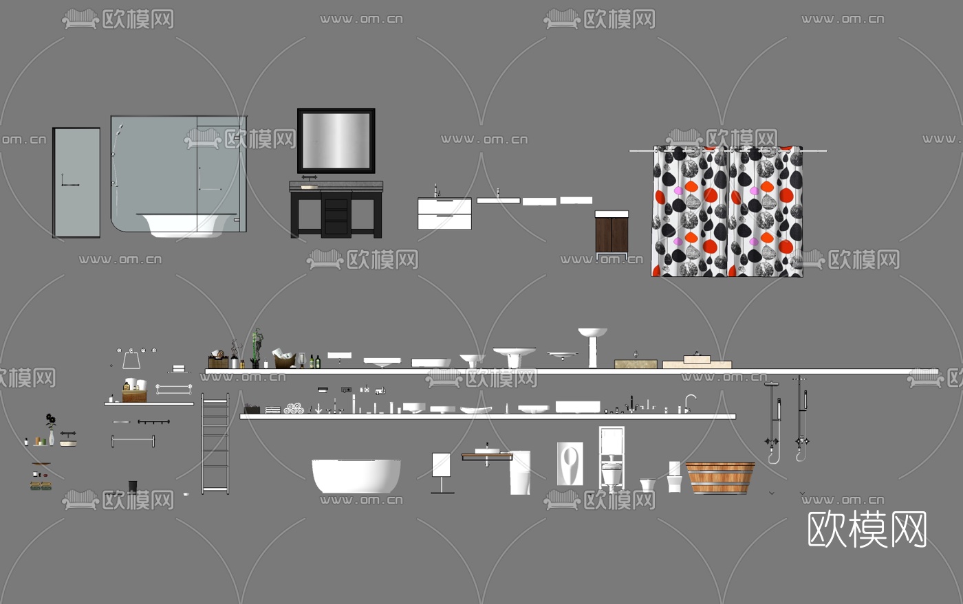现代洗手台盆组合su模型下载（渲染图4）