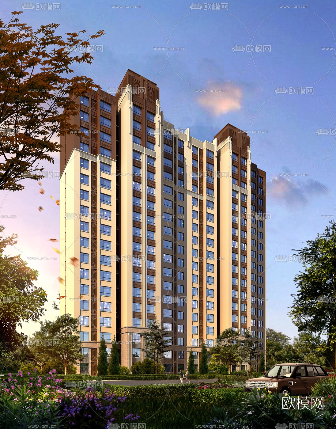 现代住宅楼外观3d模型