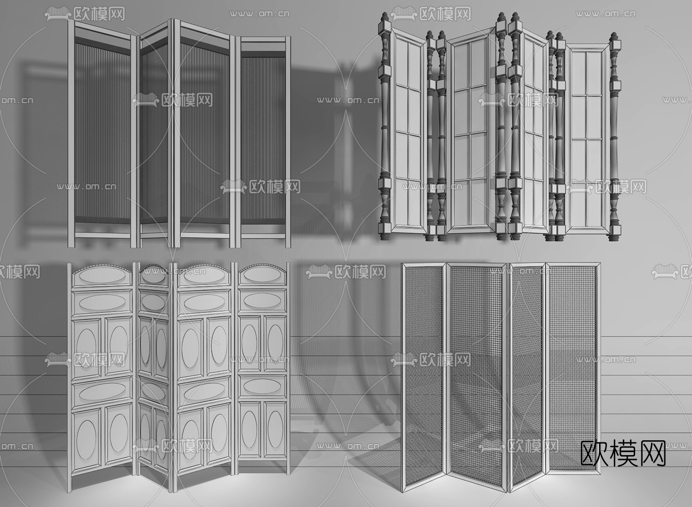 东南亚藤编屏风隔断3d模型下载（渲染图2）