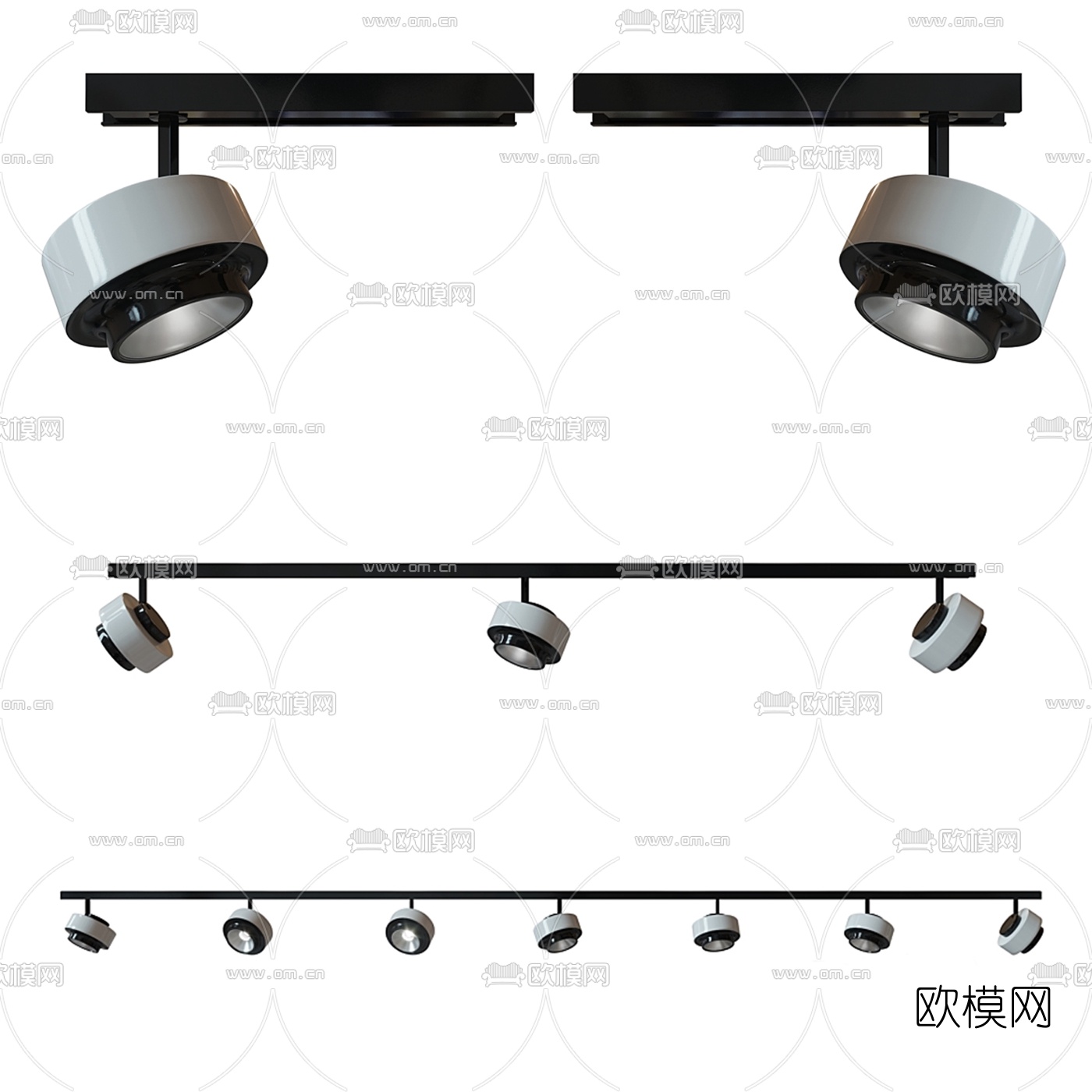 现代轨道灯射灯3d模型