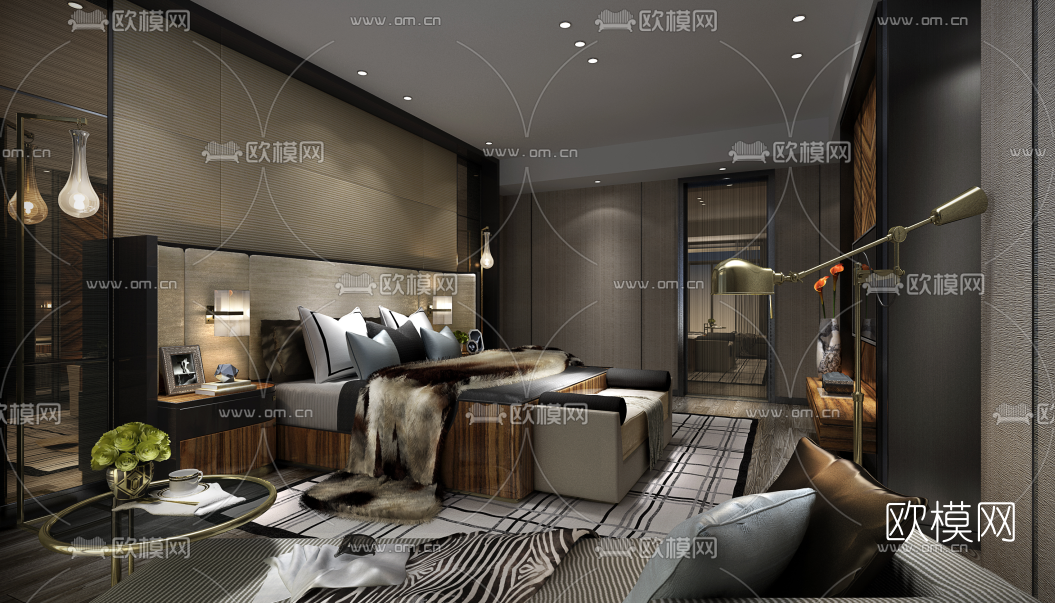 现代卧室卫生间3D模型