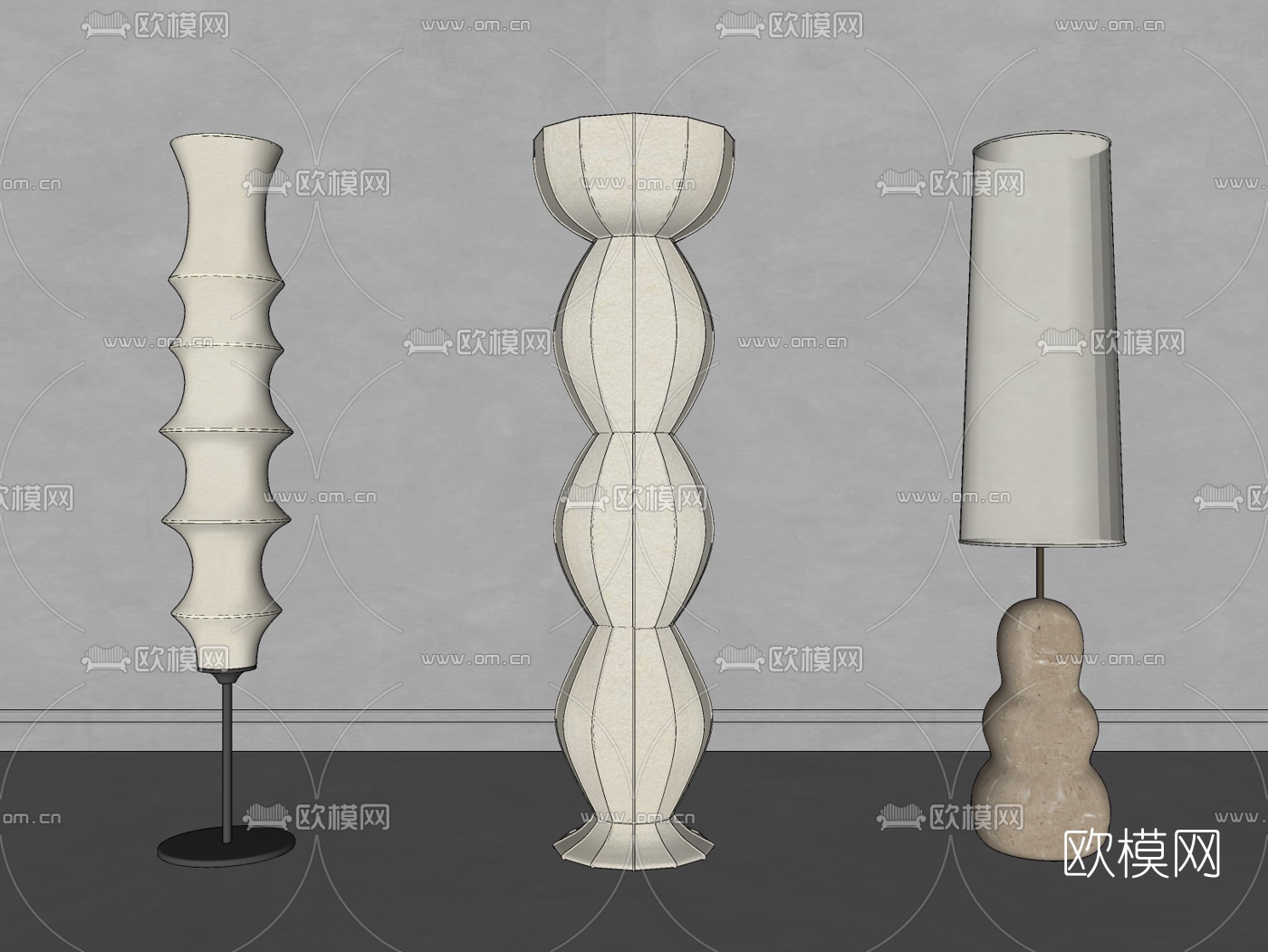 侘寂落地灯su模型下载（渲染图2）