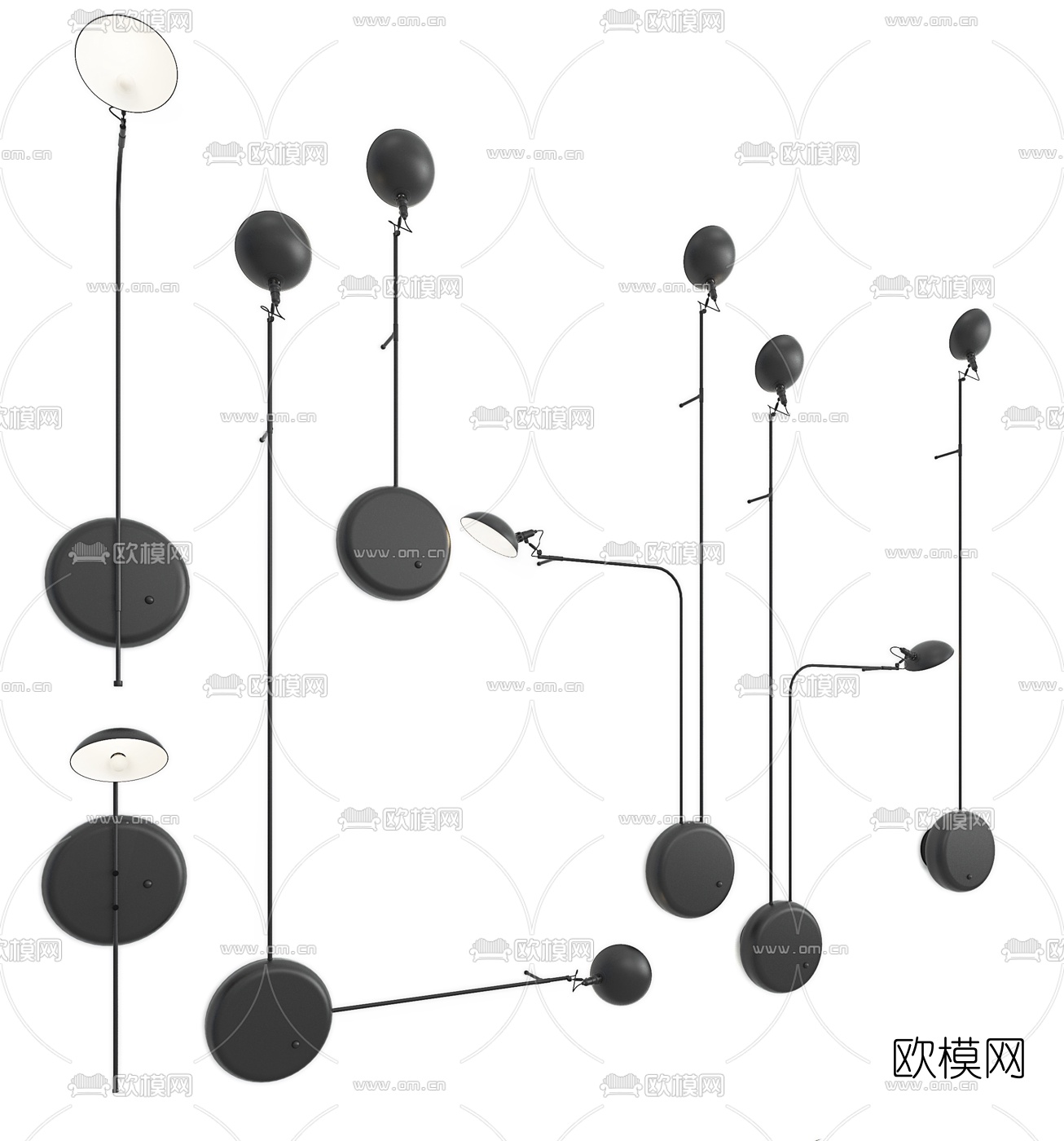 后现代金属壁灯组合3d模型