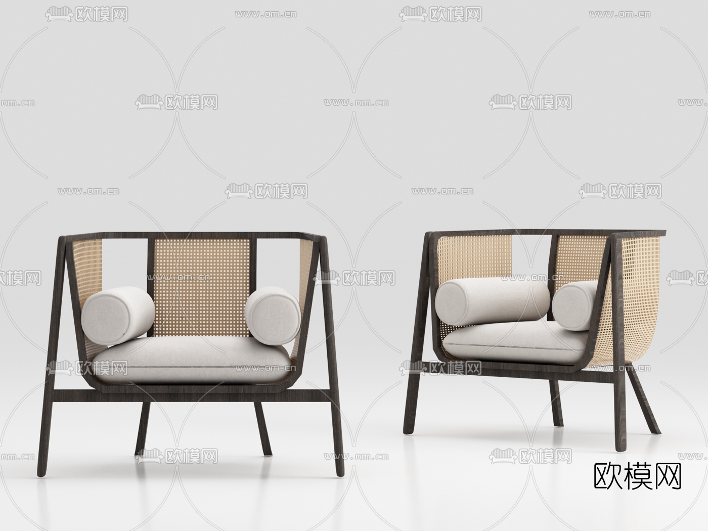 新中式单人沙发椅3d模型下载