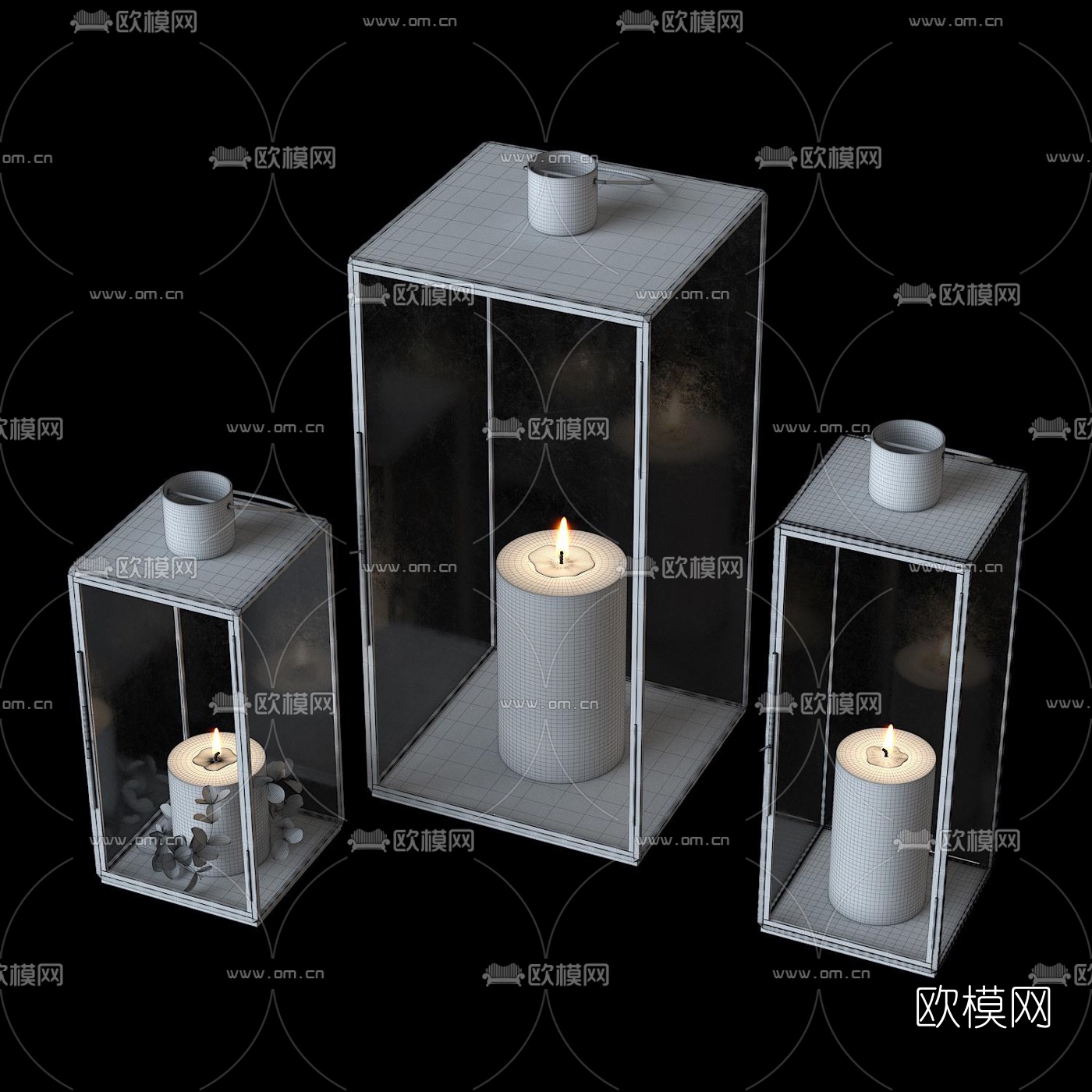 现代金属装饰烛台3d模型下载（渲染图1）