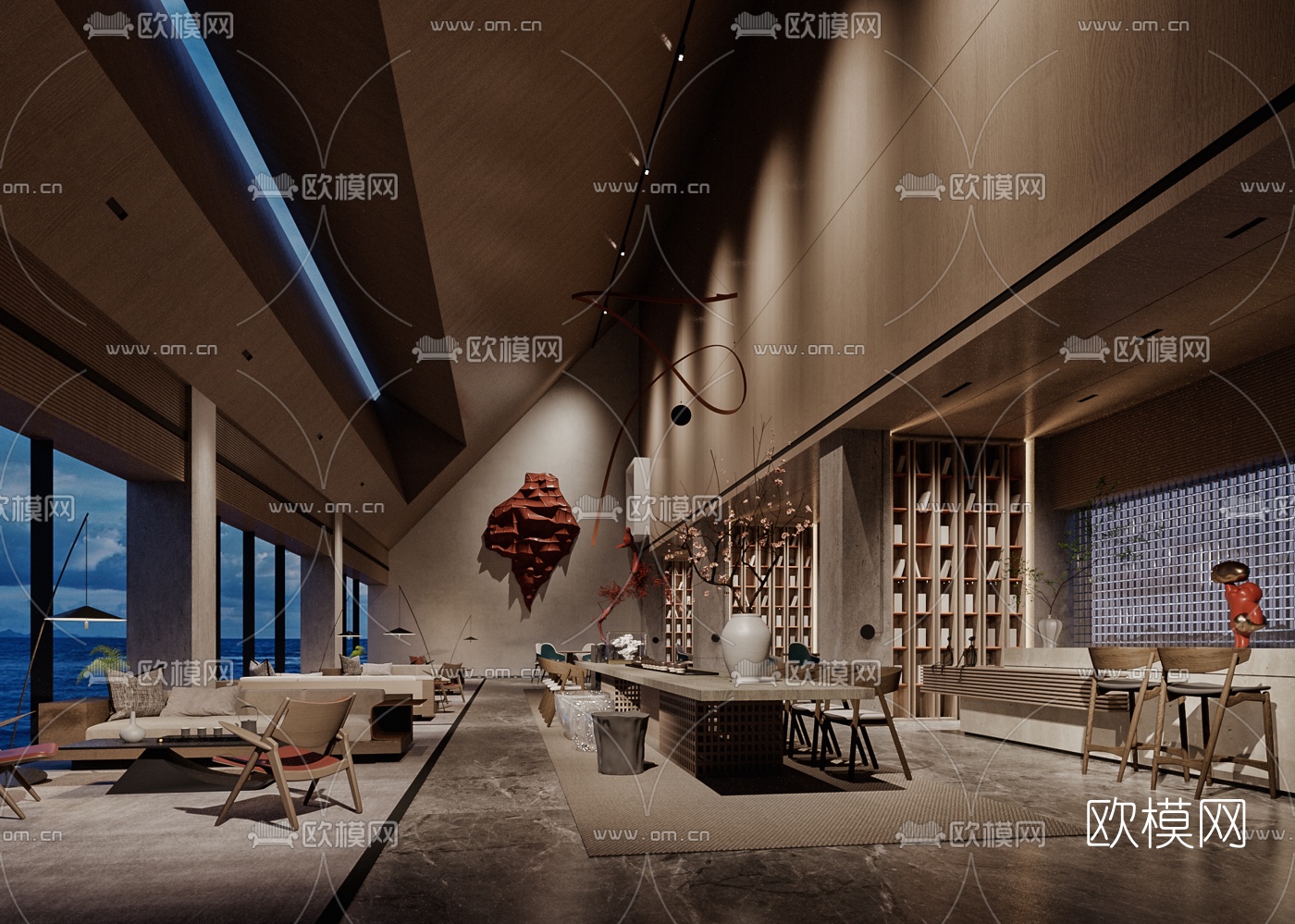 新中式售楼处洽谈区3d模型
