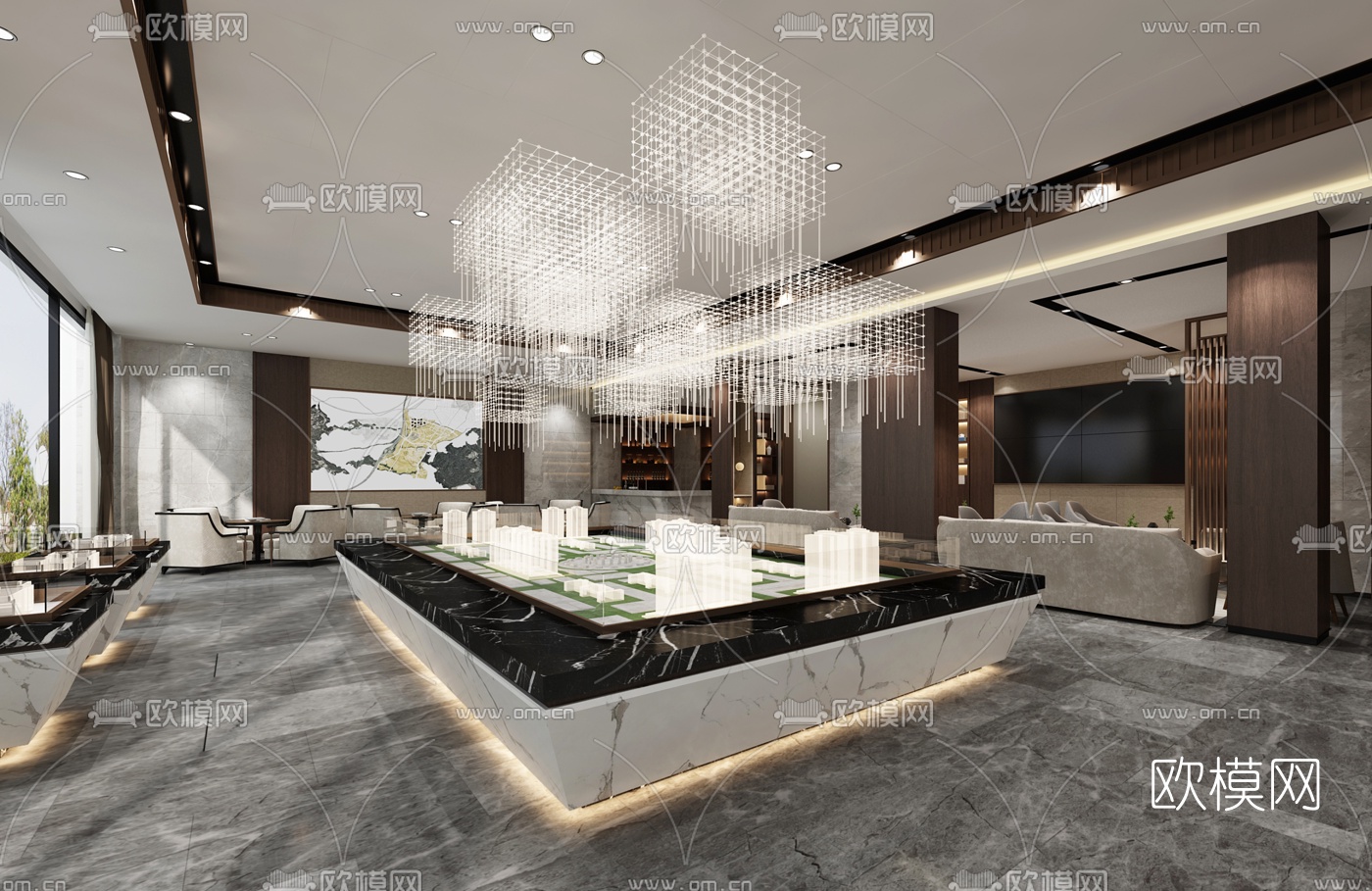 现代售楼处洽谈区3D模型