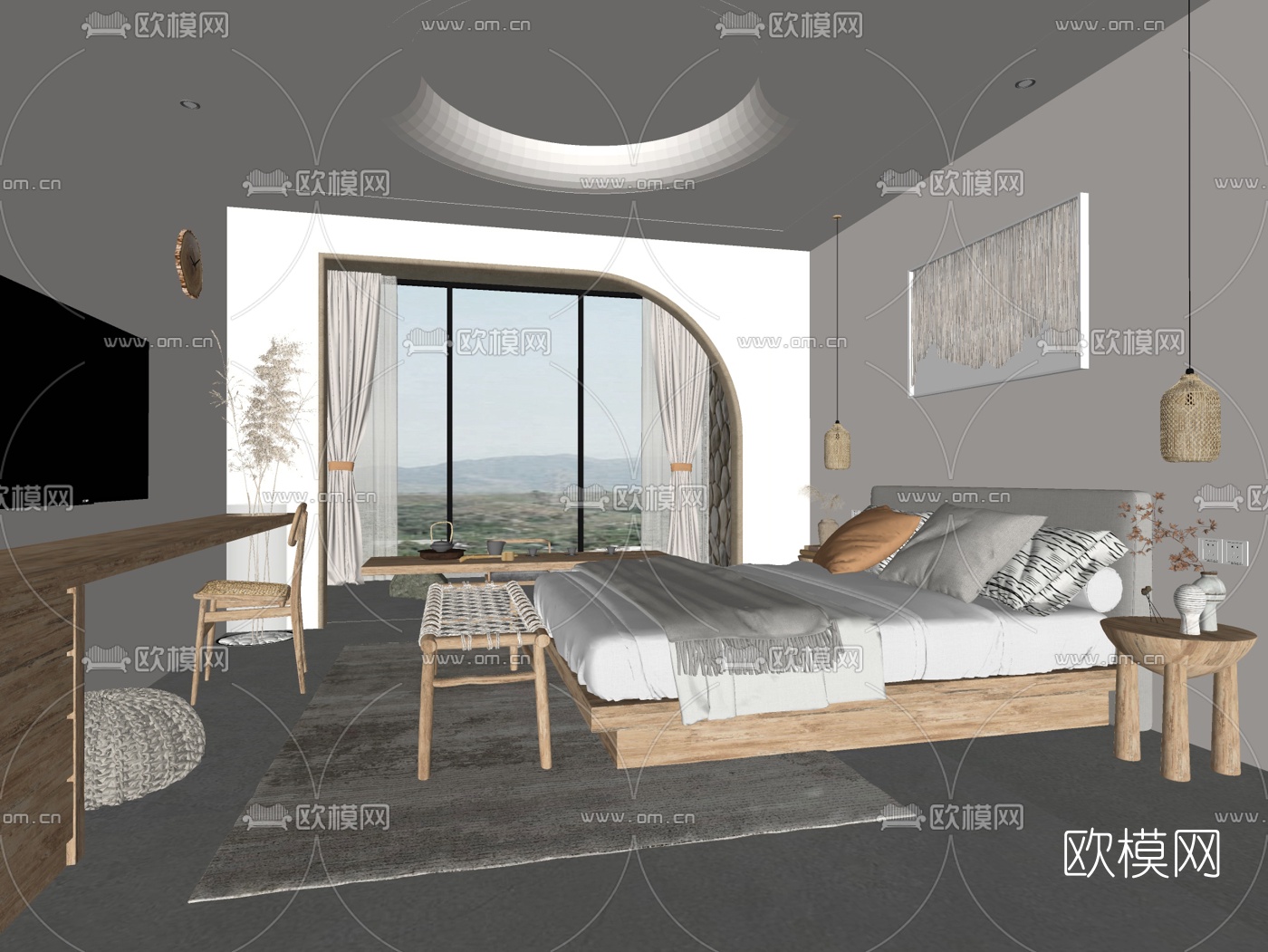北欧民宿客房su模型下载（渲染图2）