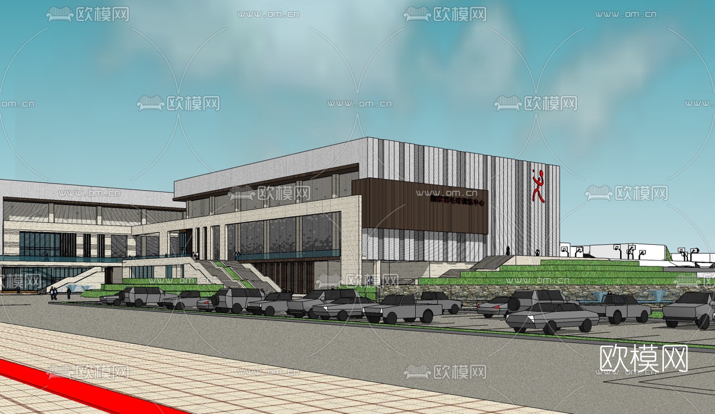 现代羽毛球馆su模型下载（渲染图3）