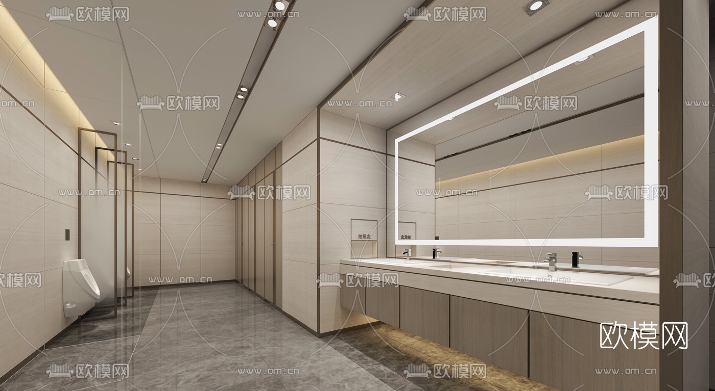 现代公共卫生间3d模型下载