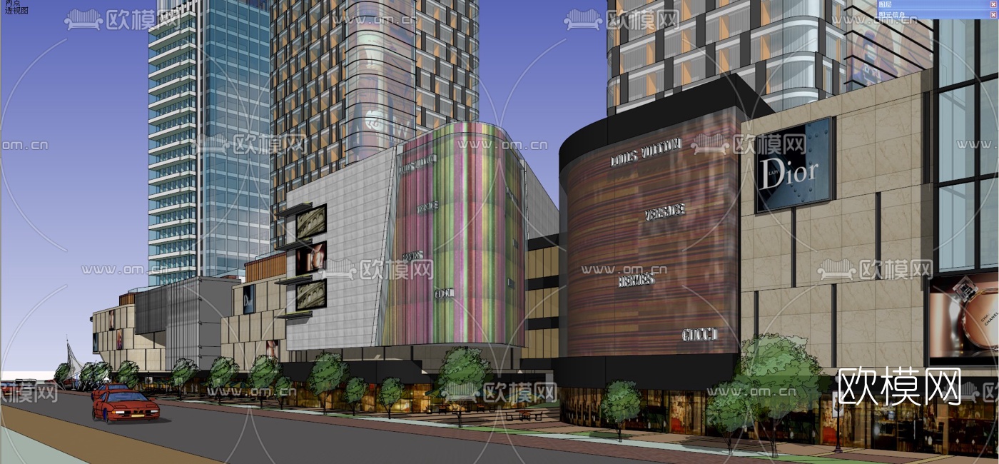 现代商业街规划su模型下载（渲染图7）