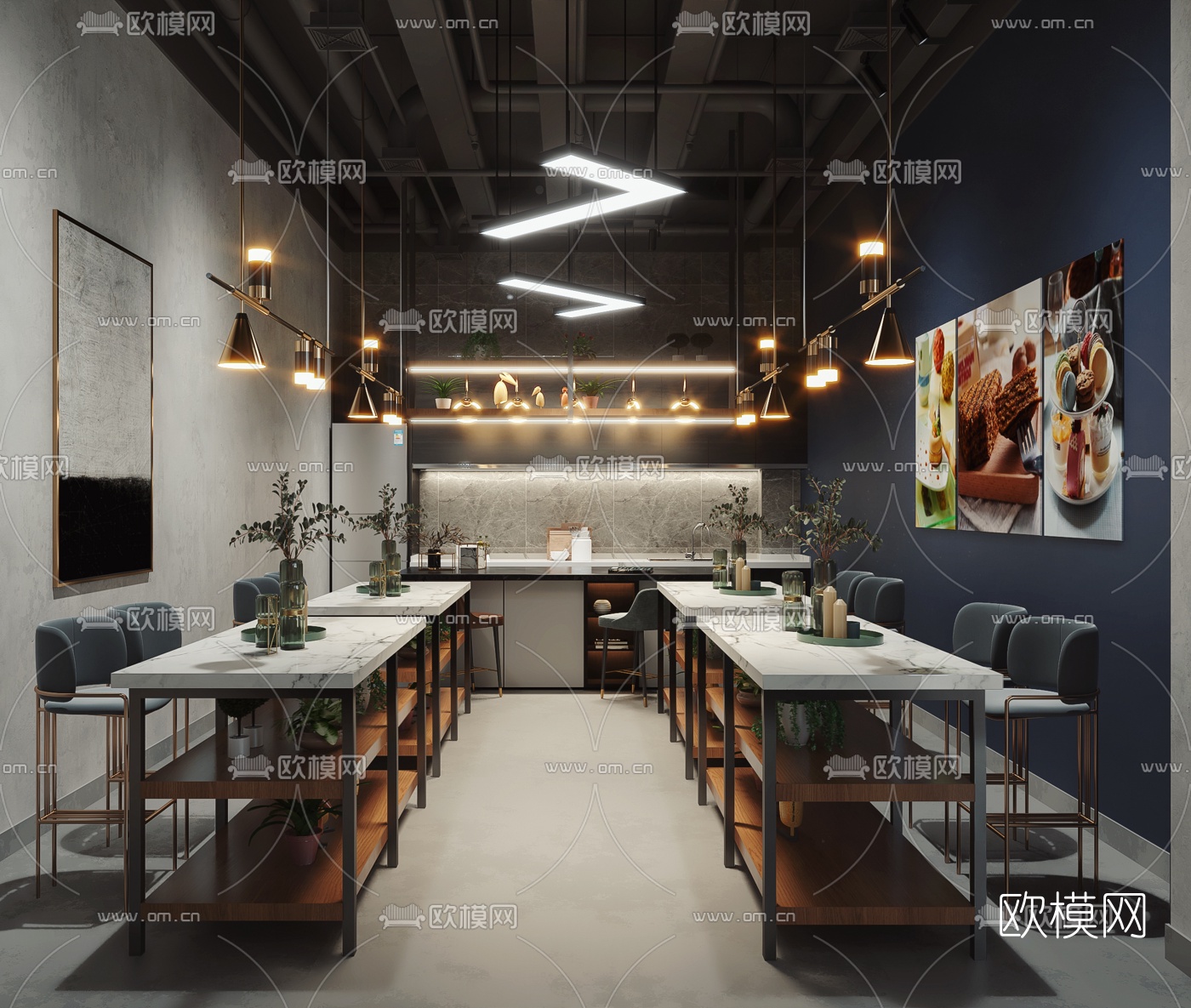 工业风快餐店3d模型